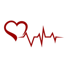 Heartbeat vector icon in red color