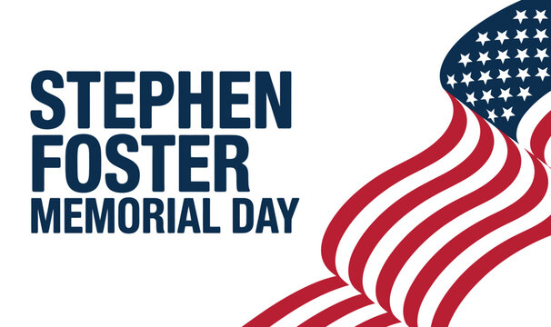 stephen foster memorial day patriotic typography with american flag elements national remembrance holiday design isolated on white background - Powered by Adobe