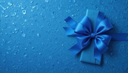 Blue Gift Box With Ribbon On Sparkling Blue Background For Celebration And Special Occasions