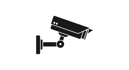 A black security camera icon on a white background a simple design silhouette