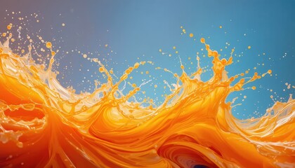 Dynamic Splash of Orange Liquid on a Bright Background with Vivid Colors