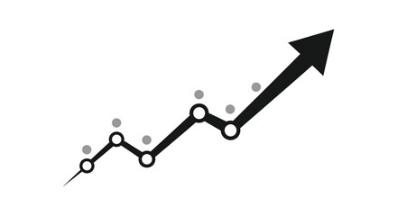Line graph with connected data points showing upward trend simple black silhouette