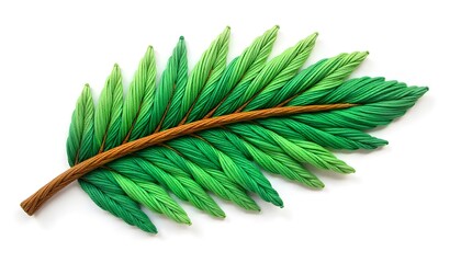 Stylized Green Leaf with Gradient Tones &ndash; Artistic Botanical Design in Paper-Cut Texture