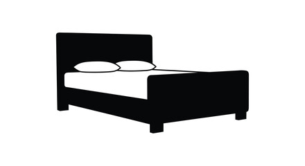 Simple depiction of a bed frame with pillows a minimalist bedroom furniture silhouette