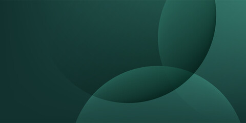 A dark green background with smooth, overlapping circles. The background is green with a gradient texture, creating a modern, abstract style. Minimal abstract circles vector gradient background