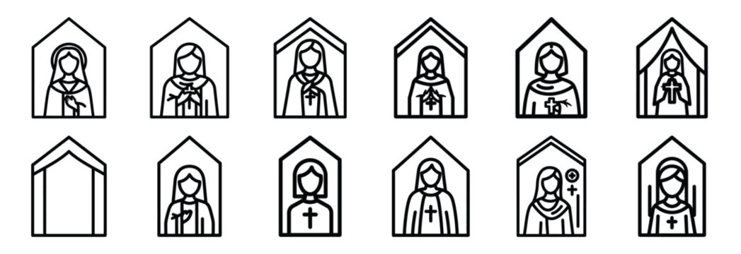 holy thursday remembrance Outline Icon Set. Maundy Thursday line art icons - Powered by Adobe
