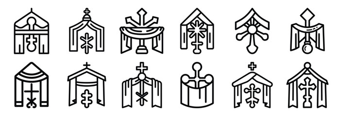 holy tradition symbol Outline Icon Set. Maundy Thursday line art icons