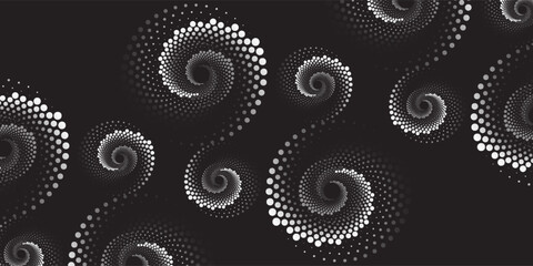 Halftonewhite circular dotted frames set. Circle dots texture isolated on black background. symbol art simple