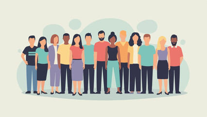 Naklejka premium Diverse Group of People Standing Together Flat Illustration