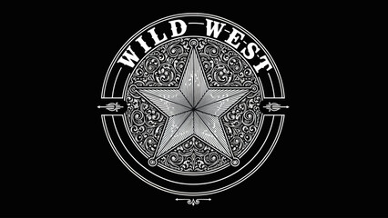 Wild West Emblem Star Graphic Design.