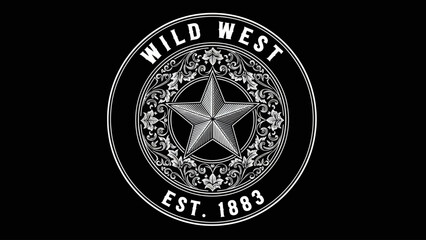 Wild West Est 1883 Emblem Star Design.