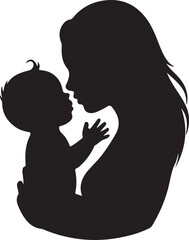 Mother Holding Baby Silhouette Vector, mom love baby, mother figure design, mom silhouette art icon.