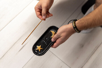 Aromatic incense stick and moon star ceramic holder