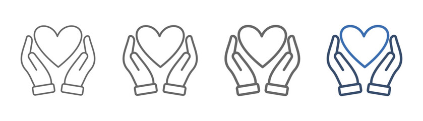 
Outline icon set outreach with two hands and heart design