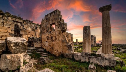 Salamis Ruins at Sunset - Ancient Columns and Stone Structures.