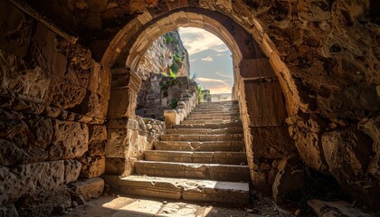 Ancient Stone Stairway Leading to the Light of Day.