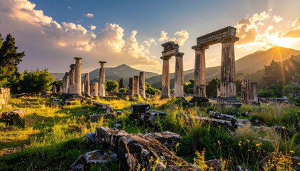 Ancient Ruins at Sunset - A Journey Through Time and History.