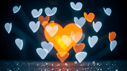 Radiant hearts illuminating love illustration