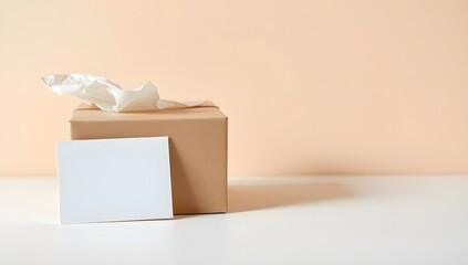 kraft box packaging mockup with blank card and copy space