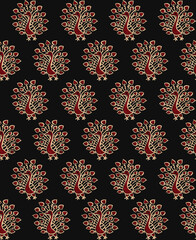 TRADITIONAL AJRAKH PATTERN, HAND BLOCK PRINT, BATIK PRINT, INDIAN TEXTILE BACKGROUND, FLORAL BACKGROUND, KALAMKARI PRINT, HAND DRAW TEXTILE PATTERN, TEXTILE