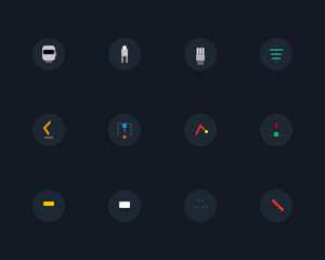 Factory Sim & Automation UI Kit: 12 Flat Robotics Icons