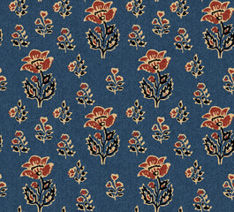 TRADITIONAL AJRAKH PATTERN, HAND BLOCK PRINT, BATIK PRINT, INDIAN TEXTILE BACKGROUND, FLORAL BACKGROUND, KALAMKARI PRINT, HAND DRAW TEXTILE PATTERN, TEXTILE