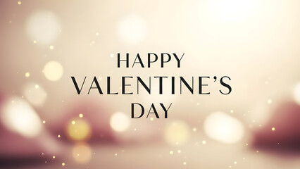 Happy Valentine's Day Message with Soft, Glowing Bokeh Lights Creating a Romantic Atmosphere for Love and Celebration