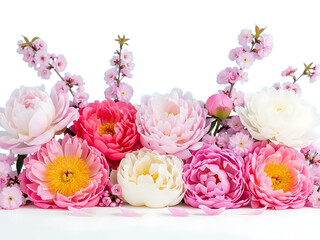 Vibrant peony bouquet with delicate blossoms