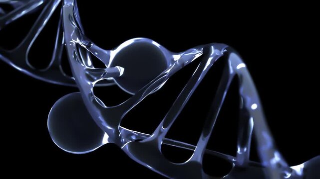 DNA appearance liquid transparent. Can be used in education, science or cosmetics industry background.On black background and Green Screen. 3D Render.