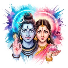 Shiva Parvati Hindu Mythology Artwork