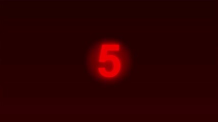 Cinematic red glowing numeric countdown from ten to one on a dark background for film and presentation openers