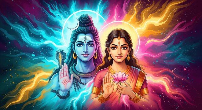 Shiva Parvati Hindu Mythology Artwork