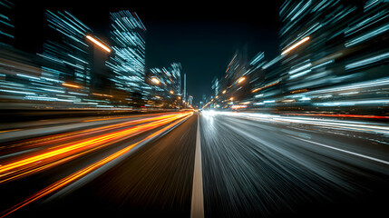 Stunning photo of car motion trails. Speed light streaks background with blurred fast moving light effect, Racing cars dynamic flash effects city road with long exposure night.