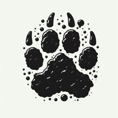 Stylized black bear paw print with ink splatters.