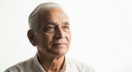Obraz premium Indian Elderly Man Listening Calmly with Wisdom