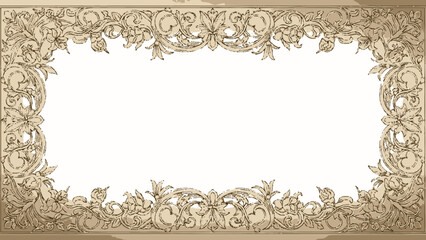 Obraz premium Ornate gold frame with floral patterns and decorative elements.