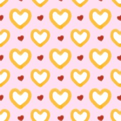 Cute heart seamless pattern on pink background