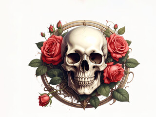 skull and roses