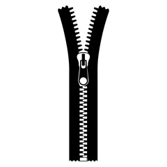 black zipper silhouette vector icon.