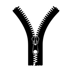 black zipper silhouette vector icon.