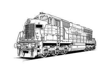 Diesel locomotive train engine vector illustration