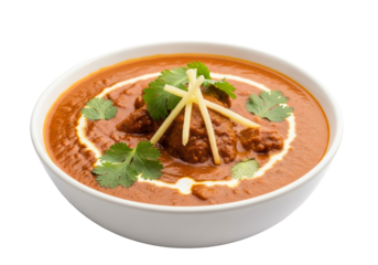 creamy curry dish with cilantro garnish in white bowl