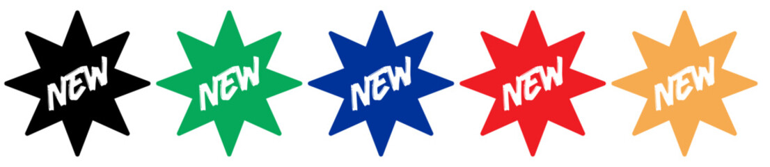 New arrival tag icon set. Vector illustration.