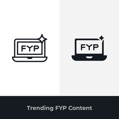 Laptop FYP icon representing trending content and social media discovery