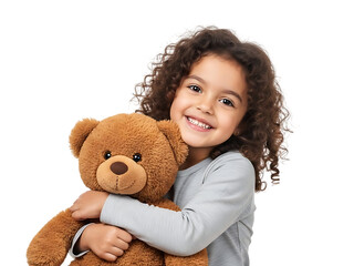 Young girl hugging teddy bear