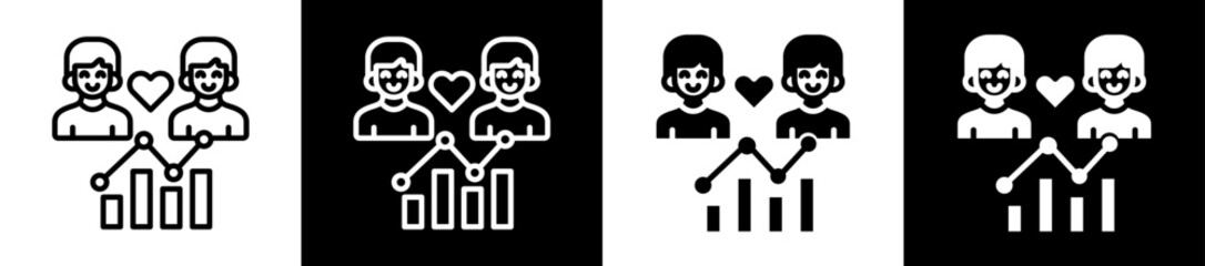 Engagement Rate Icon Set In Black And White Filled Style Collection