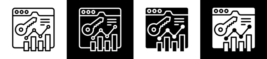 Keyword Planner Icon Set In Black And White Filled Style Collection