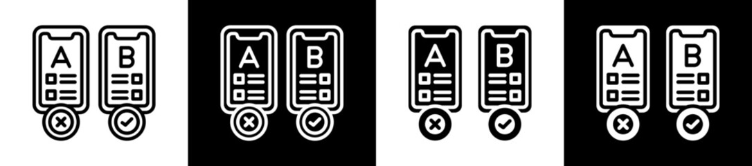 Testing Icon Set In Black And White Filled Style Collection