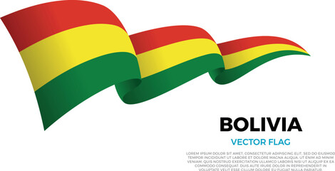 Fototapeta premium Flag of Bolivia. Bolivian and South American Culture. Shining flag with realistic shadows waving in three layers. The elegant curves and realistic shading create a sense of motion