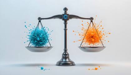 Balance of Justice Between Blue and Orange Colorful Elements
